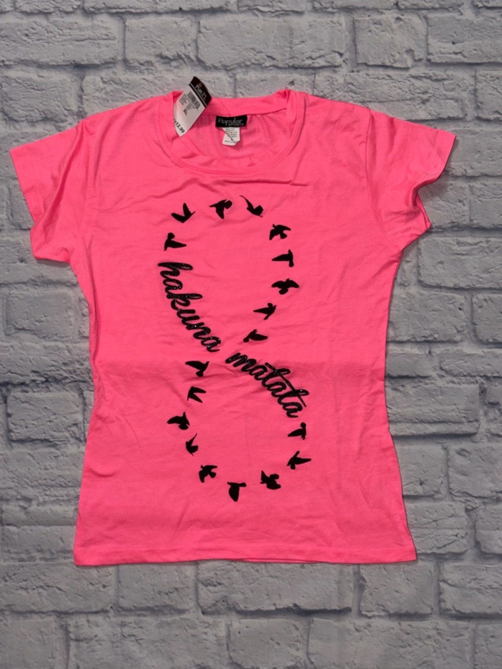 Rue21 Hot Pink Graphic Tee with Black Bird Design